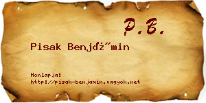 Pisak Benjámin névjegykártya